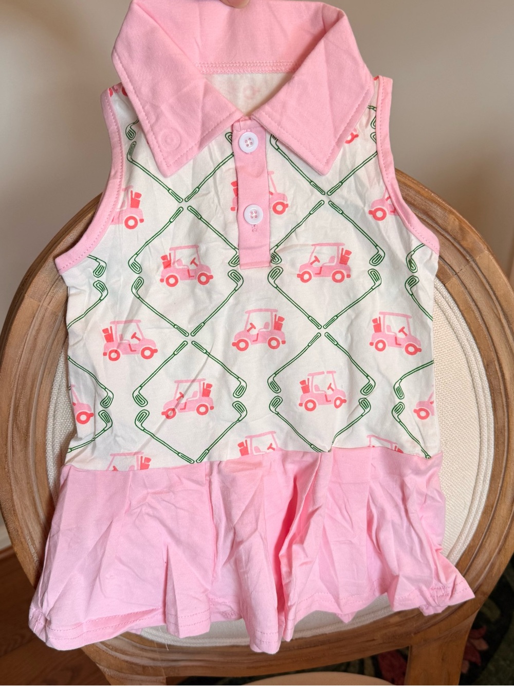 Baby girl pink golf polo dress NWOT - Sleeveless buttons, pleated skirt 6-12mo